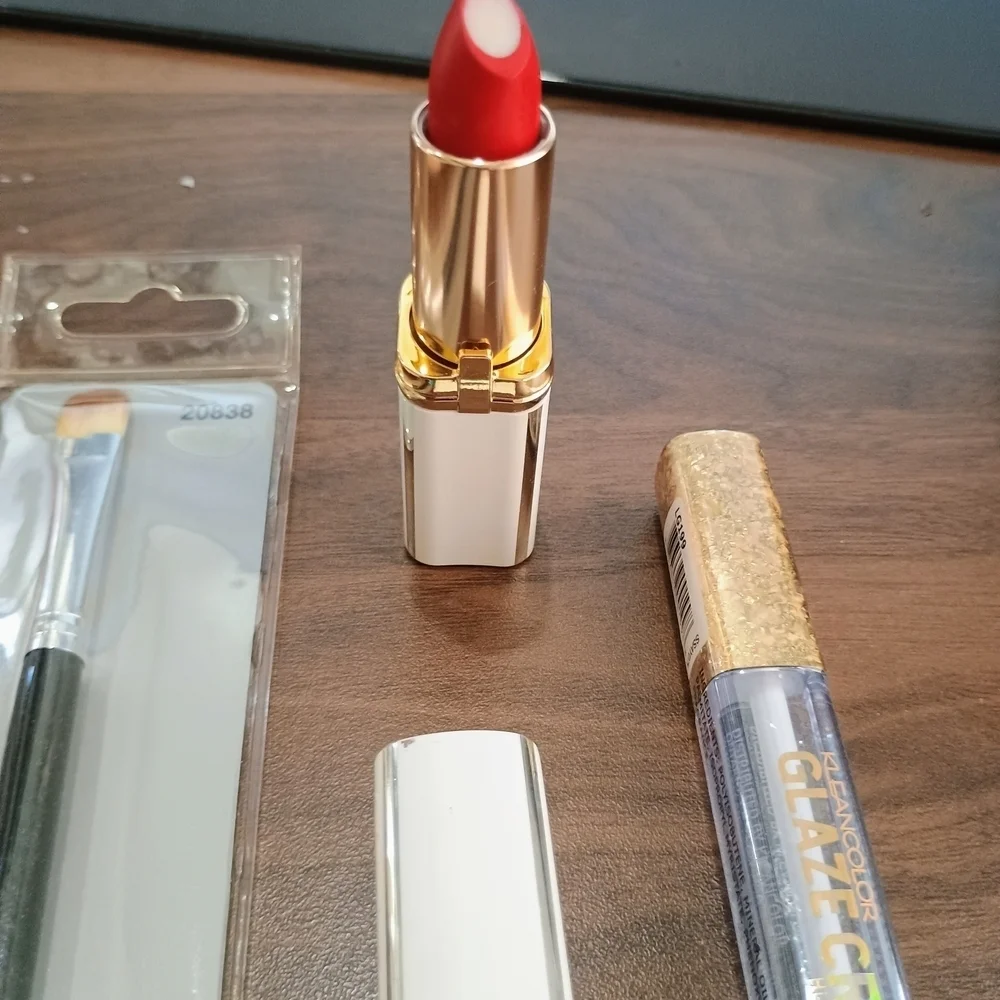 Makeup Bundle. Concealer, Press Powder, Concealer Brush, Lipstick, Lip Gloss